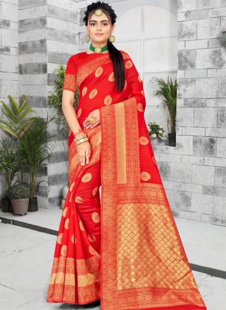 Red Colour Santraj New Designer Wedding Wear Banarasi Silk Saree Collection 1025